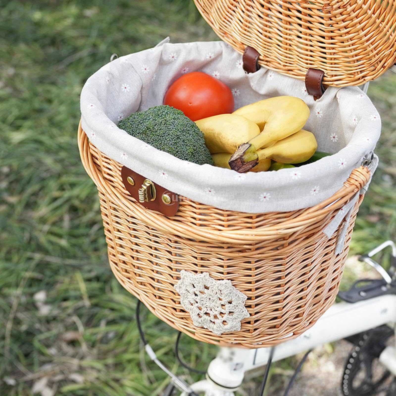 Amazon | Prasku 自転車前かご バスケット 手編み天然藤カゴ